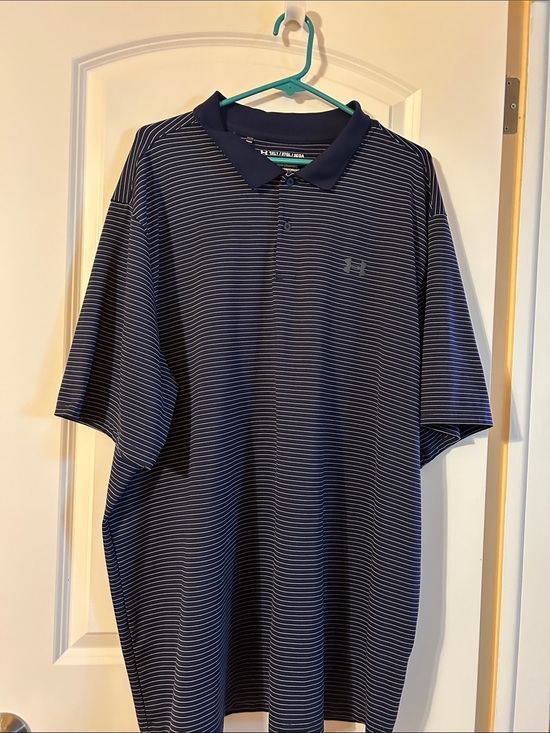 Under Armour Other - Under Armour Navy and White Striped Performance Polo